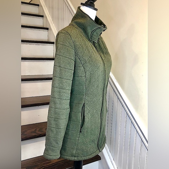 THE NORTH FACE Olive Green Full Zipper Diamond Quilted Fleece Lined Jacket Sz M - Picture 4 of 12